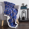 image:imageReversible Plaid Fleece Blanket  50Inch x 60Inch MachineWashable Sherpa Throw  Cozy Blanket for Couch Chair or Bed by Lavish Home BlueYellowOne Size