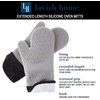 image:imageSilicone Oven Mitts  Extra Long Professional Quality Heat Resistant with Quilted Lining and 2Sided Textured Grip  1 Pair Gray by Lavish Home