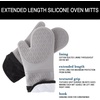 image:imageSilicone Oven Mitts  Extra Long Professional Quality Heat Resistant with Quilted Lining and 2Sided Textured Grip  1 Pair Gray by Lavish Home