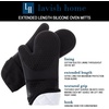 image:imageSilicone Oven Mitts  Extra Long Professional Quality Heat Resistant with Quilted Lining and 2sided Textured Grip  1 pair Black by Lavish Home