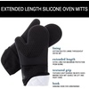 image:imageSilicone Oven Mitts  Extra Long Professional Quality Heat Resistant with Quilted Lining and 2sided Textured Grip  1 pair Black by Lavish Home