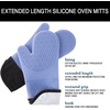 image:imageSilicone Oven Mitts  Extra Long Professional Quality Heat Resistant with Quilted Lining and 2sided Textured Grip  1 pair Gray by Bedford HomeBlue