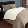 image:imageLavish Home 3 Piece SherpaFleece Comforter Set  King  Taupe