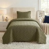 image:imageLavish Home 3Piece King Quilt Bedding Set  Bedspread and 2 King Pillow Shams with Embossed Diamond Pattern  Lightweight Bed Set for All Seasons  Soft Microfiber Coverlet BlueOlive Green