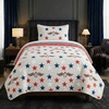 image:imageLavish Home 3Piece Queen Quilt Bedding Set  Bedspread and 2 Pillow Shams with Stylish Geometric Pattern  Lightweight Queen Bed Set for All Seasons  Soft Microfiber Coverlet NavyWhiteGray  Red  and Blue