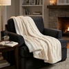 image:imageLavish Home Faux Fur Throw Blanket  60x70Inch Twin Blanket for Couch Bed or Chair  Soft Throw with Plush Faux Rabbit Fur and Warm Sherpa for Living Room Bedroom and Home Decor IvoryIvory