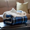 image:imageReversible Plaid Fleece Blanket  50Inch x 60Inch MachineWashable Sherpa Throw  Cozy Blanket for Couch Chair or Bed by Lavish Home Blue