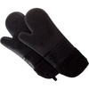 image:imageSilicone Oven Mitts  Extra Long Professional Quality Heat Resistant with Quilted Lining and 2sided Textured Grip  1 pair Black by Lavish Home