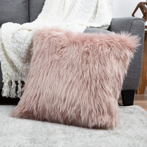 image:image22 Plush Pillow Luxury Square Accent Pillow Insert and Shag Glam Cover Set For Bedroom or Living Room by Lavish Home Pink