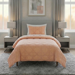 image:image3PC Velvet Queen Quilt Bedding Set  96x92 Inch Queen Bedspread and Matching Pillow Shams  Medium Weight Bed Set for All Seasons  Ultra Soft Luxury Cotton Velvet Bedding by Lavish Home CreamPink