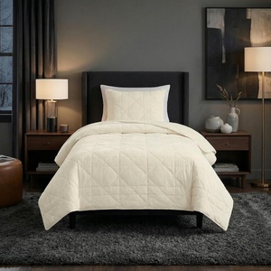 image:image3PC Velvet Queen Quilt Bedding Set  96x92 Inch Queen Bedspread and Matching Pillow Shams  Medium Weight Bed Set for All Seasons  Ultra Soft Luxury Cotton Velvet Bedding by Lavish Home CreamCream