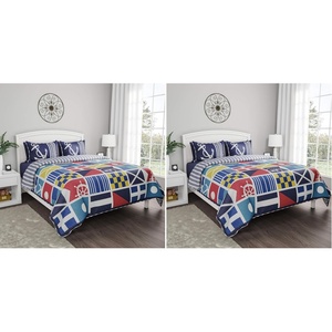 image:image3Piece FullQueen Quilt Set  CoastalThemed Reversible Bedspread with Sham  Lightweight Breathable Hypoallergenic Bedding by Lavish HomeFullQueen Pack of 2