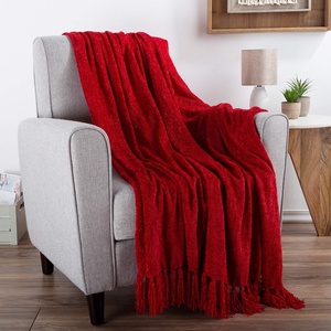 image:imageChenille Throw Blanket For Couch Home Dcor Bed Sofa amp ChairOversized 60 x 70 Lightweight 5 Fringe UltraSoft amp Shiny in Lagoon Teal by LHC Vineyard RedVineyard Red