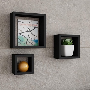 image:imageFloating Shelves Cube Wall Shelf Set with Hidden Brackets 3 Sizes to Display Dcor Books Photos More Hardware Included by Lavish Home Black