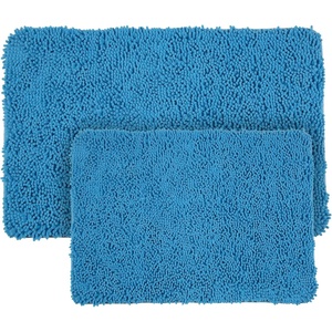 image:imageLavish Home 2 Piece Memory Foam Shag Bath Mat  Blue
