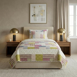 image:imageLavish Home 2Piece Quilt Bedding Set  Savannah Classic Patchwork Twin Quilt with Pillow Sham  Machine Washable Lightweight Bedding Multicolor