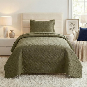 image:imageLavish Home 3Piece King Quilt Bedding Set  Bedspread and 2 King Pillow Shams with Embossed Diamond Pattern  Lightweight Bed Set for All Seasons  Soft Microfiber Coverlet BlueOlive Green