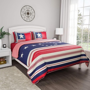 image:imageLavish Home Collection 3Piece Quilt and Bed Set  Hypoallergenic Microfiber Glory Bound Patriotic Americana Flag Print AllSeason Blanket with Shams King