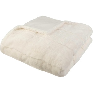 image:imageLavish Home Faux Fur Blanket  60x80Inch Queen Size Throw Blanket with Plush Faux Fur Front and Mink Back  Bedding for Sofas and Beds CreamCream