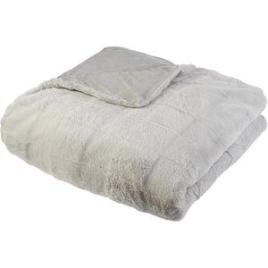 image:imageLavish Home Faux Fur Blanket  60x80Inch Queen Size Throw Blanket with Plush Faux Fur Front and Mink Back  Bedding for Sofas and Beds CreamGray