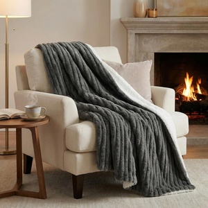 image:imageLavish Home Faux Fur Throw Blanket  60x70Inch Twin Blanket for Couch Bed or Chair  Soft Throw with Plush Faux Rabbit Fur and Warm Sherpa for Living Room Bedroom and Home Decor IvoryGray