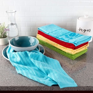 image:imageLavish Home Kitchen Dish Towels Set of 816 x28 Absorbent 100 Cotton Hand TowelKitchen Icon Design in 4 Colors amp 4 Solid Dishtowels for Drying
