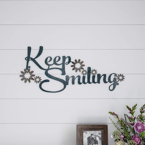 image:imageLavish Home Metal Cutout  Keep Smiling Decorative Wall Sign  3D Word Art Home Accent Dcor  Perfect for Modern Rustic or Vintage Farmhouse Style