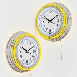 image:imageLavish Home Neon Wall Clock with Double Light Ring Yellow 14 InchSet of 2