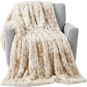 image:imageLavish Home Oversized Ruched Faux Fur Blanket Blue 60 x 80Beige