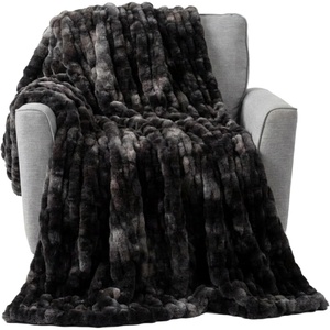 image:imageLavish Home Oversized Ruched Faux Fur Blanket Blue 60 x 80Black