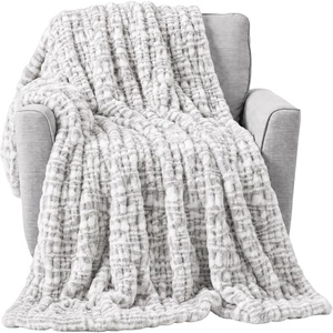 image:imageLavish Home Oversized Ruched Faux Fur Blanket Blue 60 x 80Gray
