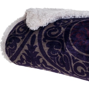 image:imageLavish Home Printed Coral Soft Fleece Sherpa Throw Blanket BluePurple