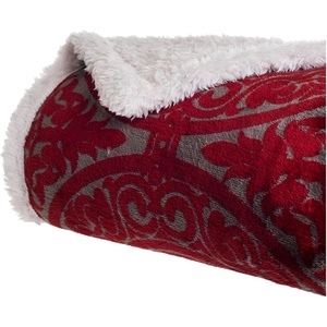 image:imageLavish Home Printed Coral Soft Fleece Sherpa Throw Blanket BlueRed