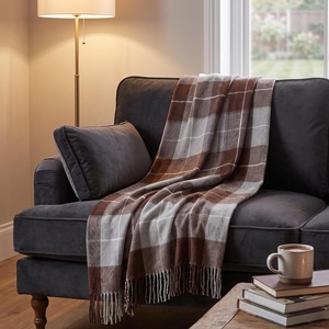 image:imageLavish Home Throw Blanket Blue and Red Plaid 50 x 60Brown