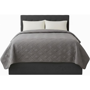image:imageLavish Home Twin Size Quilt Bedding Coverlet  AllSeason Washable Lightweight Quilt Bedspread  BasketWeave Polyester Bedding with Quilted Blanket Pattern Gray