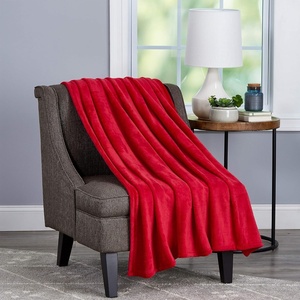 image:imageLavish Home Velvet Throw  Oversized Microfiber Velvet Solid Polyester Throw Blanket  Breathable and Machine Washable in Vineyard Red