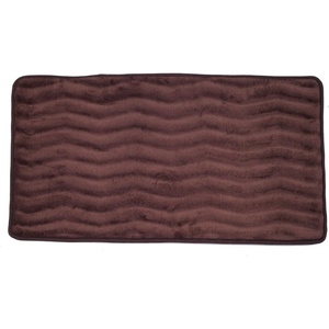 image:imageMicrofiber Memory Foam Bathmat  Oversized Padded Nonslip Accent Rug for Bathroom Kitchen Laundry Room Wave Pattern by Lavish Home Chocolate