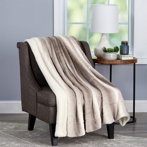 image:imagePlush Blanket for Home Decor  Hypoallergenic Faux Rabbit Fur Couch Throw with Sherpa Backing for Sofas and Bedding by Lavish Home Cream Beige