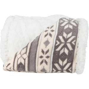 image:imageReversible Fleece Blanket  50x60Inch MachineWashable Sherpa Throw with Snowflakes  Cozy Blanket for Couch Chair or Bed by Lavish Home PinkGray