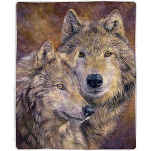image:imageSherpa Fleece Throw Blanket  Wolf Print Pattern Lightweight Hypoallergenic Bed or Couch Soft Cozy Plush Blanket for Adults and Kids by Lavish Home