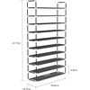 image:imageLavish Home Shoe Storage Rack  10Tier Shoe Organizer for Closet Bathroom Entryway  Footwear Shelf Holds 50 Pairs Sneakers Heels Boots Black10 Tier