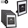 image:imageSet of 6 Picture Frames  5x7 Photo Frame Set with Stand and Hooks for Gallery Wall or Family Portrait  Picture Wall Decor by Lavish Home Black11x14