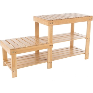 image:imageLavish Home 2Tier Bamboo Shoe RackBench2Level Shoe Rack Bench