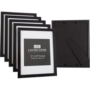 image:imageSet of 6 Picture Frames  5x7 Photo Frame Set with Stand and Hooks for Gallery Wall or Family Portrait  Picture Wall Decor by Lavish Home Black11x14