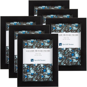 image:imageSet of 6 Picture Frames  5x7 Photo Frame Set with Stand and Hooks for Gallery Wall or Family Portrait  Picture Wall Decor by Lavish Home Black5x7