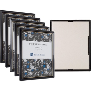 image:imageSet of 6 Picture Frames  5x7 Photo Frame Set with Stand and Hooks for Gallery Wall or Family Portrait  Picture Wall Decor by Lavish Home Black85x11