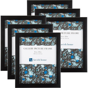 image:imageSet of 6 Picture Frames  5x7 Photo Frame Set with Stand and Hooks for Gallery Wall or Family Portrait  Picture Wall Decor by Lavish Home Black8x10