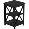 image:imageLavish Home Wooden End Table  Modern Style Sofa Side Table with XLeg Design and Two Shelves  Small Furniture for Living Room or Bedroom GrayBlack