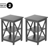 image:imageLavish Home Wooden End Table  Modern Style Sofa Side Table with XLeg Design and Two Shelves  Small Furniture for Living Room or Bedroom GrayGray  Set of 2