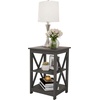 image:imageLavish Home Wooden End Table  Modern Style Sofa Side Table with XLeg Design and Two Shelves  Small Furniture for Living Room or Bedroom GrayGray  Set of 2